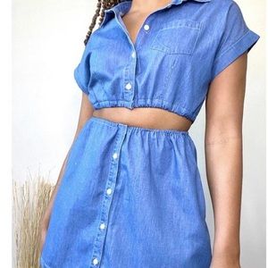 Custom Denim Button Up Skirt Set
